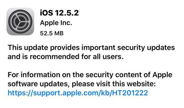 平陆苹果手机维修分享iOS12.5.2发布，建议所有老苹果用户安装 
